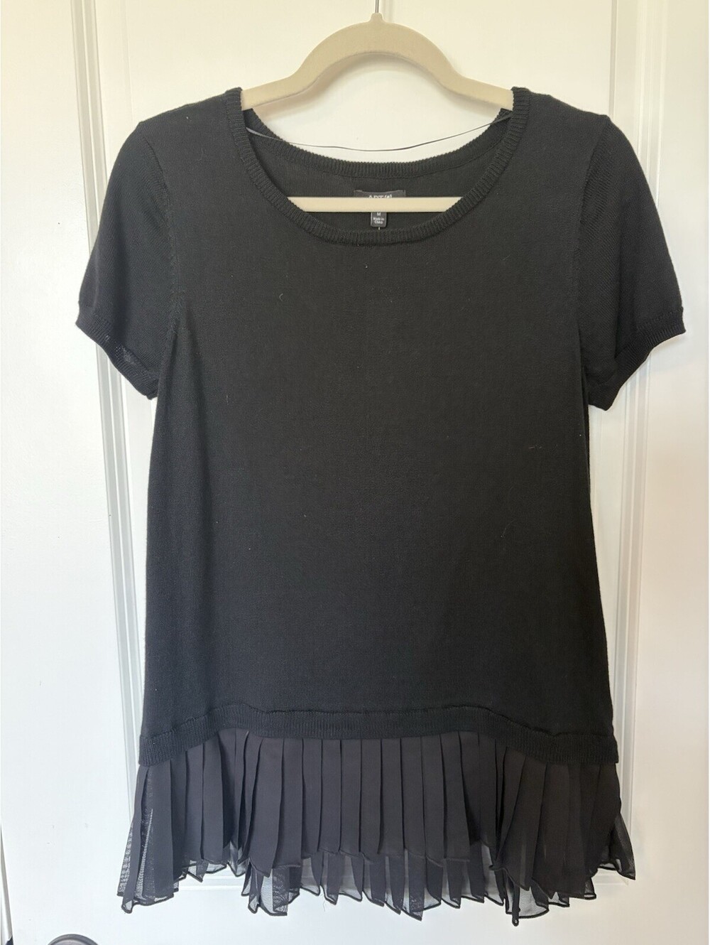 Apt 9 Women’s M Black Short Sleeve Sweater NWT Summer Ruffle Business Party